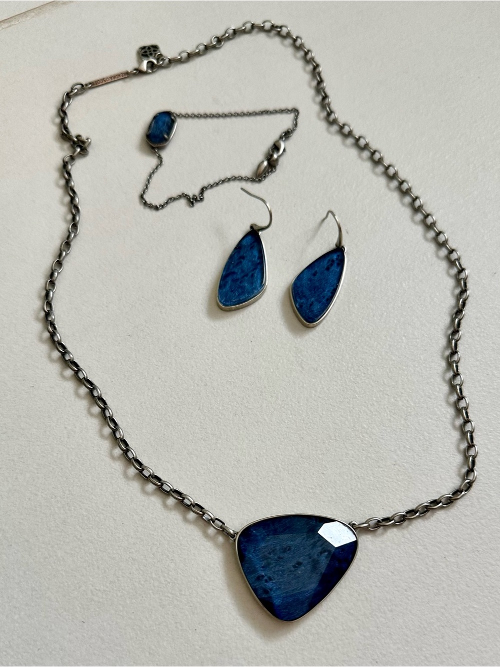 Kendra Scott Deep Blue Stone Necklace, Earring & Bracelet Set